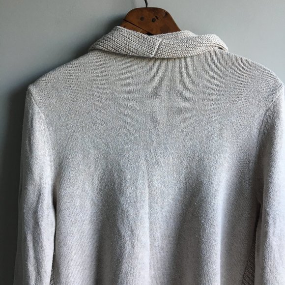 Oatmeal waterfall front cardigan wrap with button - Picture 9 of 16